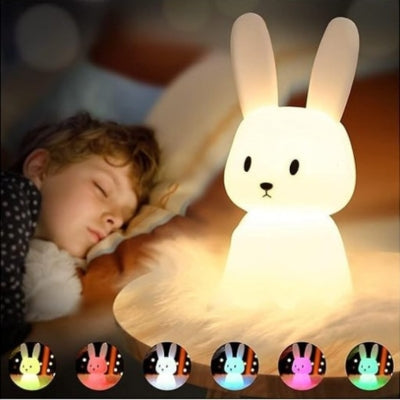 veilleuse lapin 7 modes couleurs nuit paisible